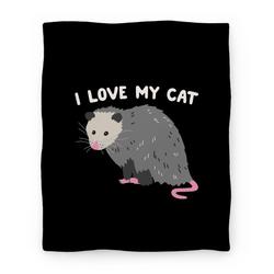 Movie Anime I Love My Cat Opossum Premium Fleece Sherpa Blanket Perfect And Unique Gifts For Family On Christmas