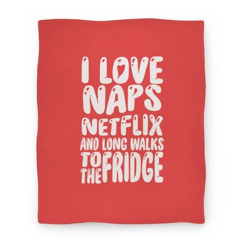 Movie Anime I Love Naps Netflix and Long Walks To The Fridge Premium Fleece Sherpa Blanket Perfect Gifts For Family On Christmas