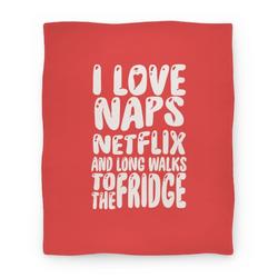 Movie Anime I Love Naps Netflix and Long Walks To The Fridge Premium Fleece Sherpa Blanket Perfect Gifts For Family On Christmas