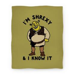 Movie Anime I'm Shrexy And I Know It Premium Fleece Sherpa Blanket Perfect Gifts For Family On Christmas