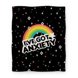 Movie Anime I've Got Anxiety Rainbow Premium Fleece Sherpa Blanket Perfect Gifts For Family On Christmas