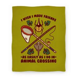 Movie Anime I Wish I Made Friends As Easily As I Do In Animal Crossing Premium Fleece Sherpa Blanket Perfect Gifts For Christmas