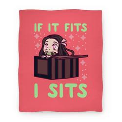 Movie Anime If It Fits, I Sits (Nezuko) Premium Fleece Sherpa Blanket Perfect Gifts For Family On Christmas
