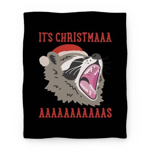 Movie Anime It's Christmas Screaming Raccoon Premium Fleece Sherpa Blanket Perfect Gifts For Family On Christmas