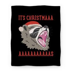 Movie Anime It's Christmas Screaming Raccoon Premium Fleece Sherpa Blanket Perfect Gifts For Family On Christmas