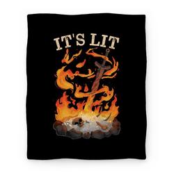 Movie Anime It's Lit Bonfire Premium Fleece Sherpa Blanket Perfect And Unique Gifts For Family On Christmas