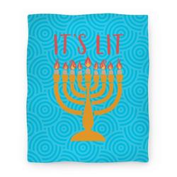 Movie Anime It's Lit Menorah Premium Fleece Sherpa Blanket Perfect And Unique Gifts For Family On Christmas