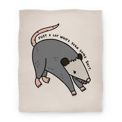 Movie Anime Just A Cat Who's Seen Some Shit Opossum Premium Fleece Sherpa Blanket Perfect Gifts For Family On Christmas