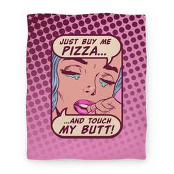 Movie Anime Just Buy My Pizza And Touch My Butt- vintage comics Premium Fleece Sherpa Blanket Perfect Gifts For Family Christmas