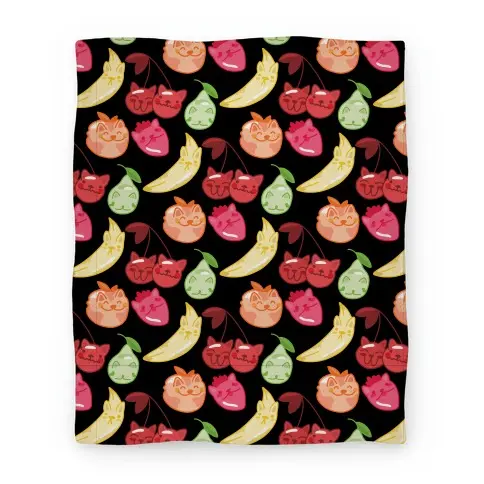 Movie Anime Kawaii Fruit Kitties Pattern Premium Fleece Sherpa Blanket Perfect Gifts For Family On Christmas