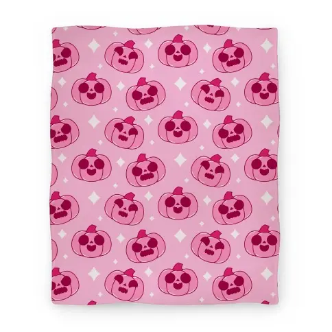 Movie Anime Kawaii Pumpkins Pattern Pink Premium Fleece Sherpa Blanket Perfect Gifts For Family On Christmas