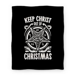 Movie Anime Keep Christ Out of Christmas Baphomet Premium Fleece Sherpa Blanket Perfect Gifts For Family On Christmas