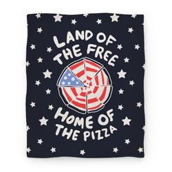 Movie Anime Land of the Free, Home of the Pizza Premium Fleece Sherpa Blanket Perfect Gifts For Family On Christmas