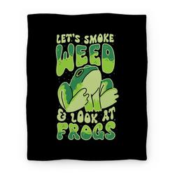 Movie Anime Let's Smoke Weed & Look At Frogs Premium Fleece Sherpa Blanket Perfect Gifts For Family On Christmas