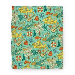 Movie Anime Life Aquatic Nautical Pattern Premium Fleece Sherpa Blanket Perfect Gifts For Family On Christmas
