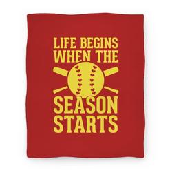 Movie Anime Life Begins When The Season Starts (Softball) Premium Fleece Sherpa Blanket Perfect Gifts For Family On Christmas
