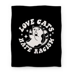 Movie Anime Love Cats Hate Racism Premium Fleece Sherpa Blanket Perfect And Unique Gifts For Family On Christmas