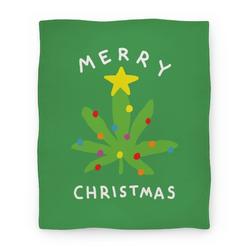 Movie Anime Merry Christmas Pot Leaf Premium Fleece Sherpa Blanket Perfect Gifts For Family On Christmas