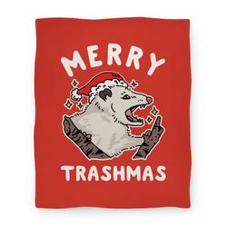 Movie Anime Merry Trashmas Opossum Premium Fleece Sherpa Blanket Perfect Gifts For Family On Christmas