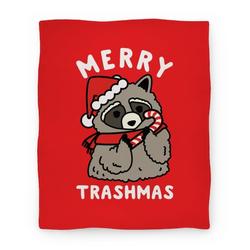 Movie Anime Merry Trashmas Raccoon Premium Fleece Sherpa Blanket Perfect Gifts For Family On Christmas