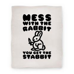 Movie Anime Mess With The Rabbit You Get The Stabbit Premium Fleece Sherpa Blanket Perfect Gifts For Family On Christmas