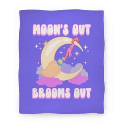 Movie Anime Moon's Out Brooms Out Premium Fleece Sherpa Blanket Perfect And Unique Gifts For Family On Christmas