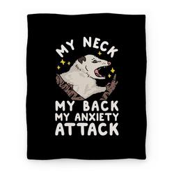 Movie Anime My Neck My Back My Anxiety Attack Opossum Premium Fleece Sherpa Blanket Perfect Gifts For Family On Christmas