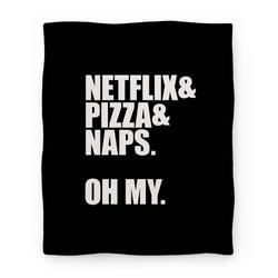 Movie Anime Netflix & Pizza & Nap. Oh My. Premium Fleece Sherpa Blanket Perfect Gifts For Family On Christmas