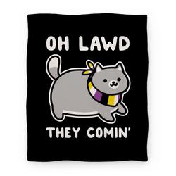Movie Anime Oh Lawd, They Comin' - Non-Binary Premium Fleece Sherpa Blanket Perfect Gifts For Family On Christmas