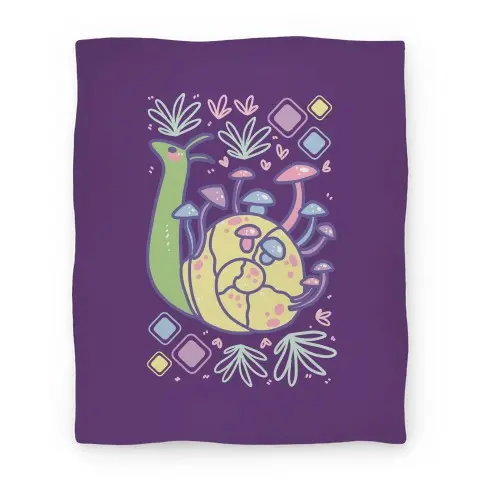 Movie Anime Pastel Mushroom Snail Premium Fleece Sherpa Blanket Perfect And Unique Gifts For Family On Christmas