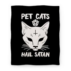Movie Anime Pet Cats Hail Satan Sphynx Premium Fleece Sherpa Blanket Perfect Gifts For Family On Christmas
