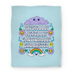 Movie Anime Physically Mentally Emotionally Exhausted Premium Fleece Sherpa Blanket Perfect Gifts For Family On Christmas