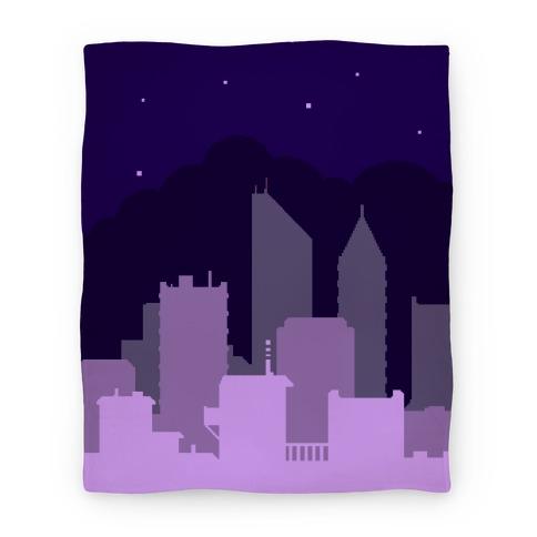 Movie Anime Pixel Cityscape Premium Fleece Sherpa Blanket Perfect And Unique Gifts For Family On Christmas
