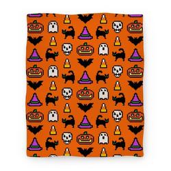 Movie Anime Pixel Halloween Pattern Premium Fleece Sherpa Blanket Perfect Gifts For Family On Christmas