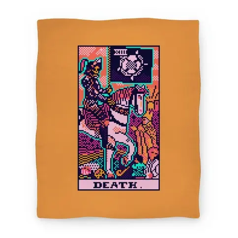 Movie Anime Pixelated Death Tarot Card Premium Fleece Sherpa Blanket Perfect Gifts For Family On Christmas