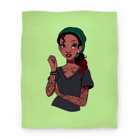 Movie Anime Punk Princess Tiana Parody Premium Fleece Sherpa Blanket Perfect Gifts For Family On Christmas