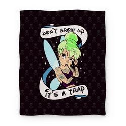 Movie Anime Punk Tinkerbell (Don't Grow Up It's A Trap) Premium Fleece Sherpa Blanket Perfect Gifts For Family On Christmas