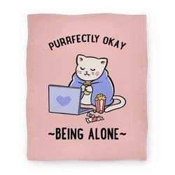 Movie Anime Purrfectly Okay Being Alone Premium Fleece Sherpa Blanket Perfect Gifts For Family On Christmas