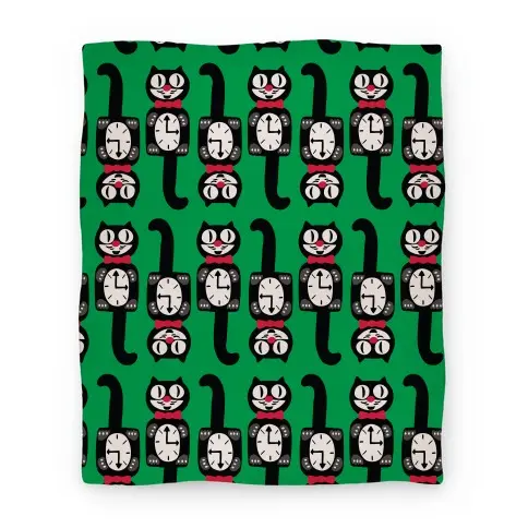 Movie Anime Retro Christmas Cat Clock Pattern Premium Fleece Sherpa Blanket Perfect Gifts For Family On Christmas