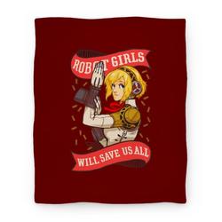 Movie Anime Robot Girls Will Save Us All Premium Fleece Sherpa Blanket Perfect Gifts For Family On Christmas