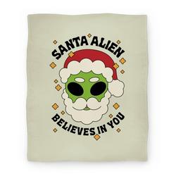 Movie Anime Santa Alien Believes in You Premium Fleece Sherpa Blanket Perfect Gifts For Family On Christmas