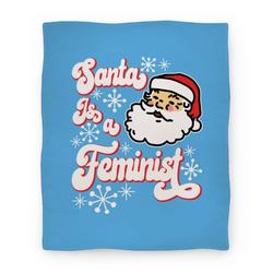 Movie Anime Santa Is a Feminist Premium Fleece Sherpa Blanket Perfect And Unique Gifts For Family On Christmas