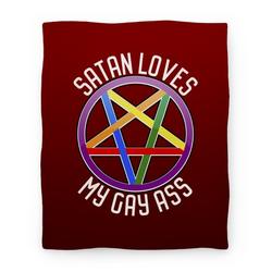 Movie Anime Satan Loves My Gay Ass Premium Fleece Sherpa Blanket Perfect Gifts For Family On Christmas