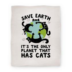 Movie Anime Save Earth, It's the only planet that has cats! Premium Fleece Sherpa Blanket Perfect Gifts For Family On Christmas