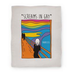 Movie Anime Screams In Gay Edvard Munch Parody Premium Fleece Sherpa Blanket Perfect Gifts For Family On Christmas