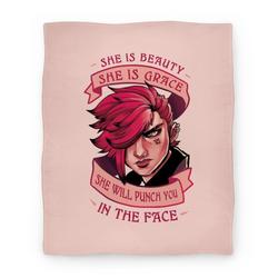 Movie Anime She is Beauty, She Is Grace, She will Punch You In The Face Premium Fleece Sherpa Blanket Perfect Gifts For Christmas