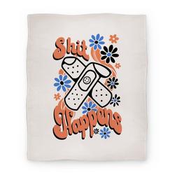 Movie Anime Shit Happens Bandaid Premium Fleece Sherpa Blanket Perfect And Unique Gifts For Family On Christmas