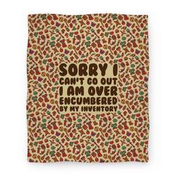 Movie Anime Sorry I Can't Go Out I Am Over Encumbered By My Inventory Premium Fleece Sherpa Blanket Perfect Gifts For Christmas