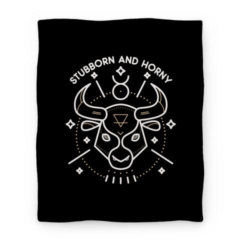 Movie Anime Stubborn and Horny Taurus Bull Premium Fleece Sherpa Blanket Perfect Gifts For Family On Christmas