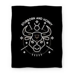 Movie Anime Stubborn and Horny Taurus Bull Premium Fleece Sherpa Blanket Perfect Gifts For Family On Christmas